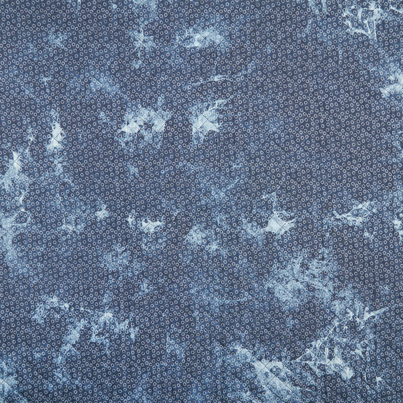 Tie-dyed flower chambray quilted fabric – denim blue,  image number 1