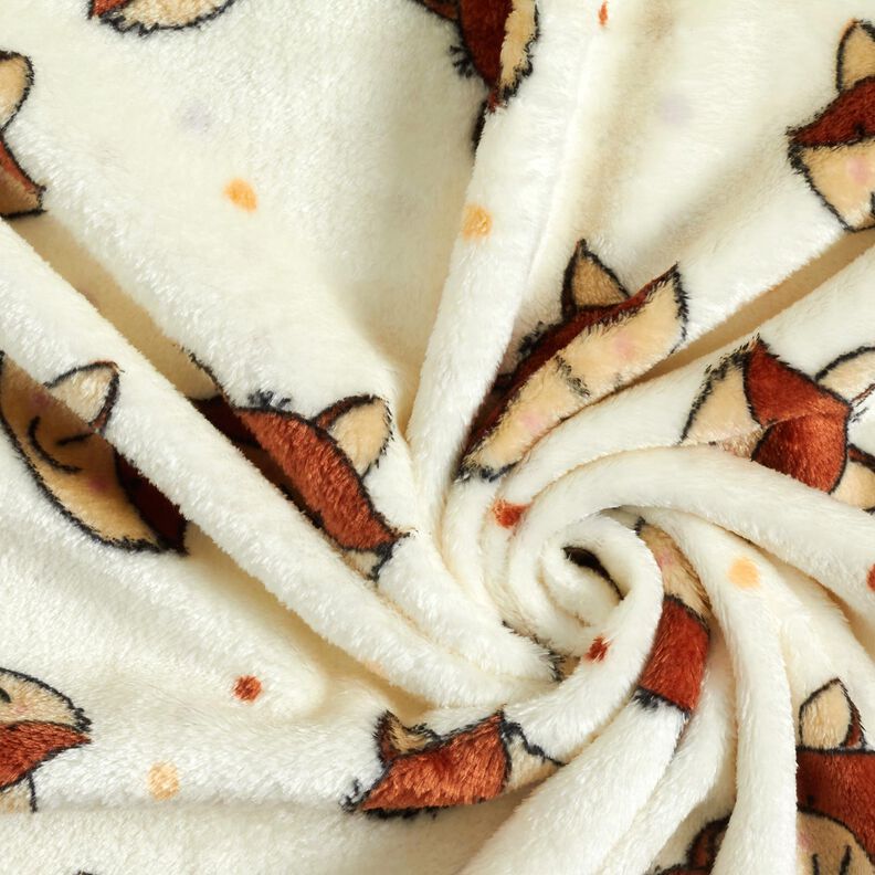 Cosy Fleece Doubleface friendly foxes – offwhite/brown, image number 3