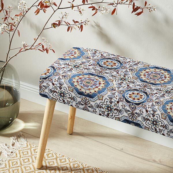 Decor Fabric Tapestry Fabric Oriental Mandala – blue/ivory,  image number 5