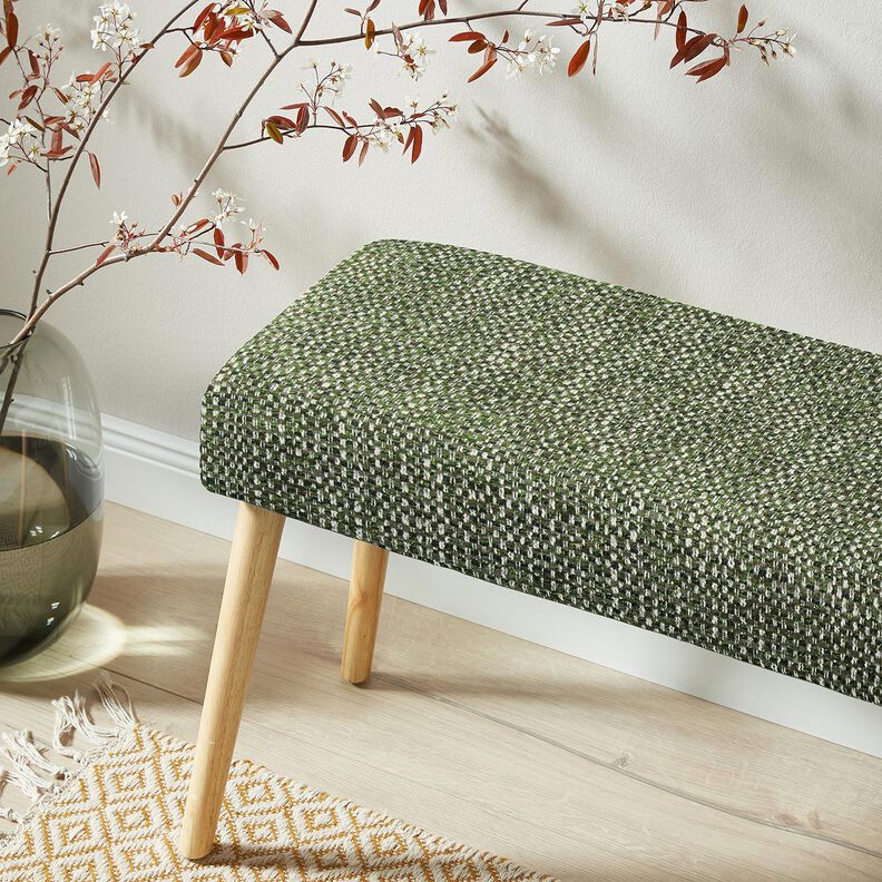 Upholstery Fabric colourful bouclé look – dark pine/cream,  image number 5