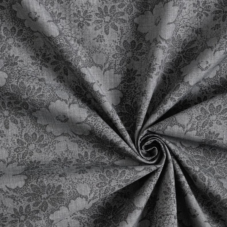 Shirt fabric flowers – grey/black,  image number 3