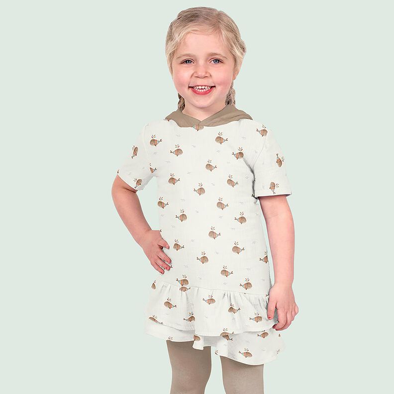 Double Gauze/Muslin striped whale Digital Print – ivory,  image number 6