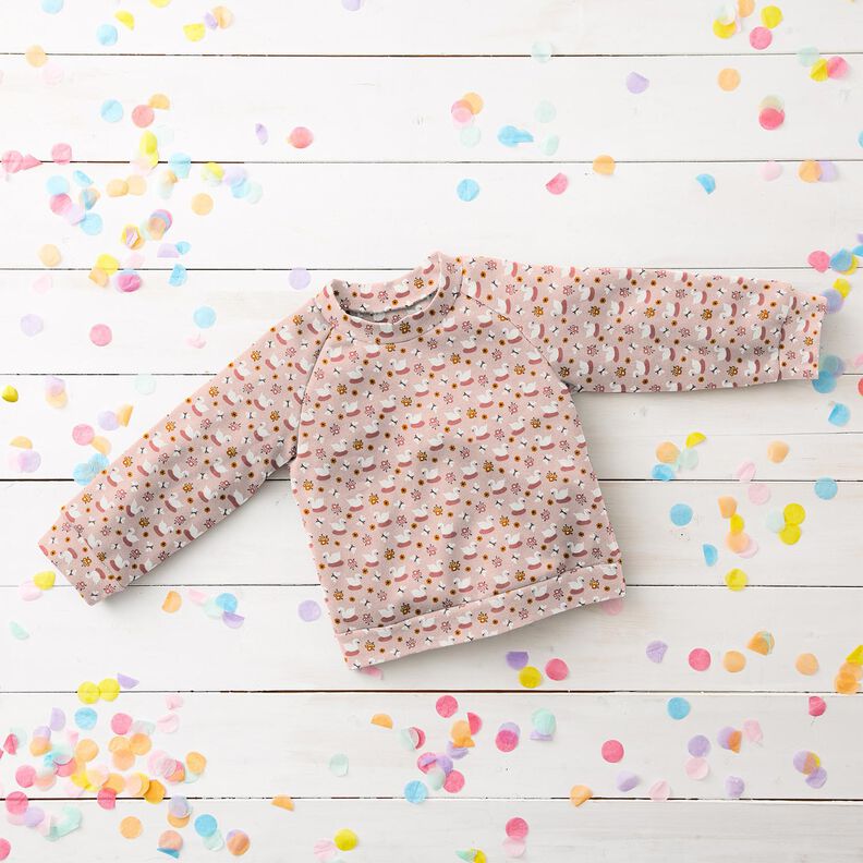 Cotton Jersey cute swans – light pink/white, image number 5