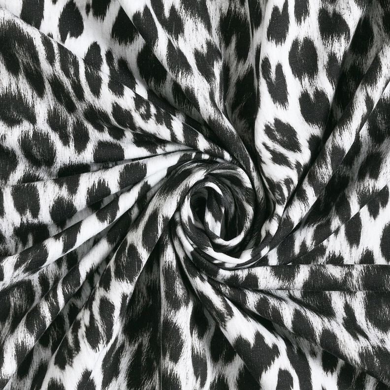 French terry brushed snow-leopard digital print – black/white,  image number 3