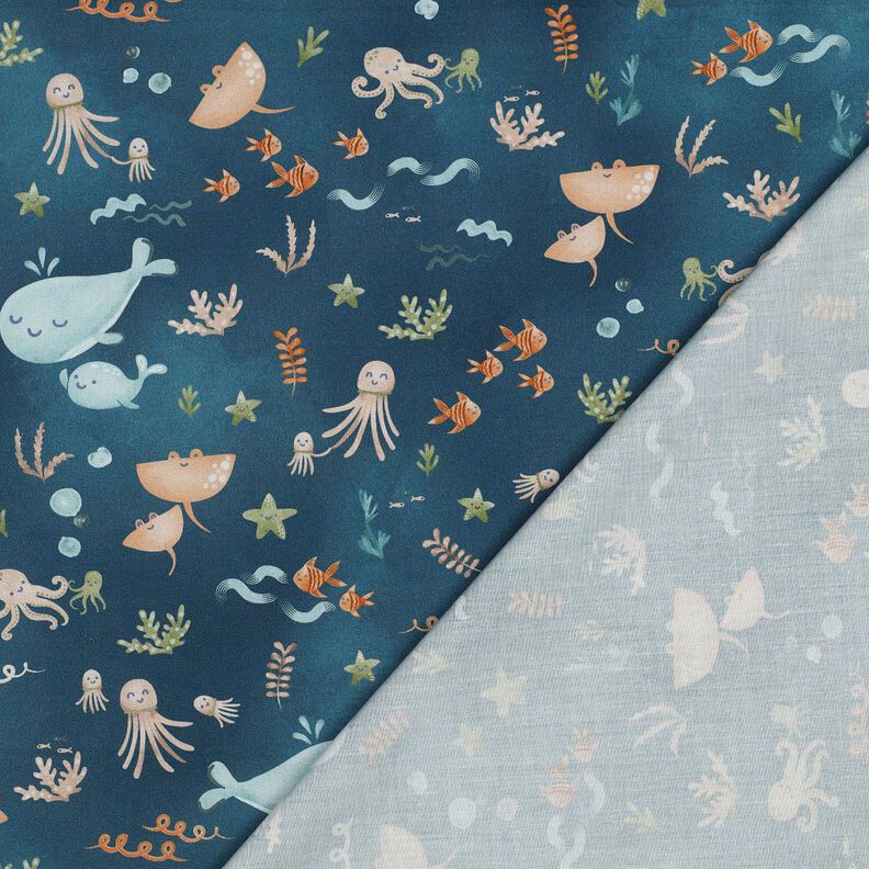 Cotton Poplin happy marine animals Digital Print | Poppy Fabrics – ocean blue,  image number 4