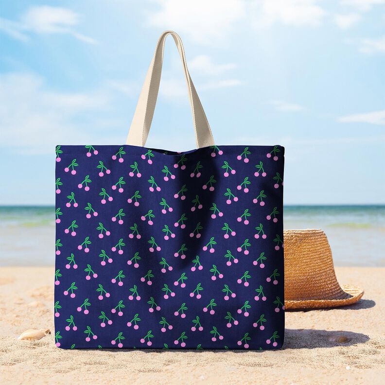 Coated Cotton cute cherries – navy blue, image number 5
