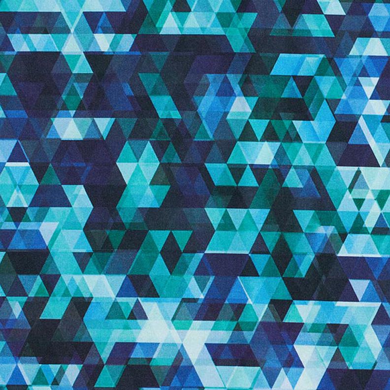 Softshell colourful triangles Digital Print – midnight blue/turquoise,  image number 6