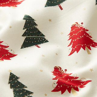 Christmas tree cotton poplin fabric – light beige, 