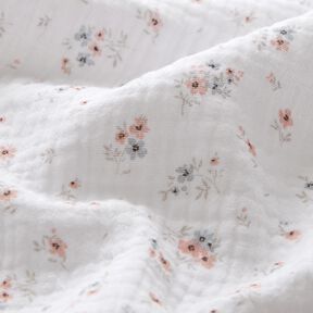 Double Gauze/Muslin romantic little flowers – white, 