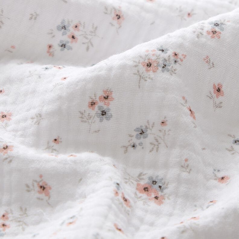 Double Gauze/Muslin romantic little flowers – white,  image number 2