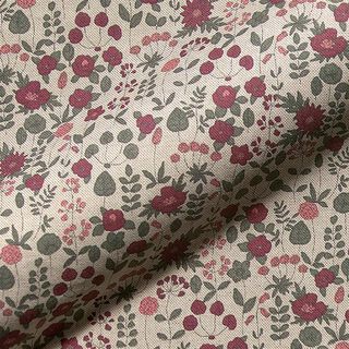 Flower Meadow Half Panama Decor Fabric – natural/berry, 