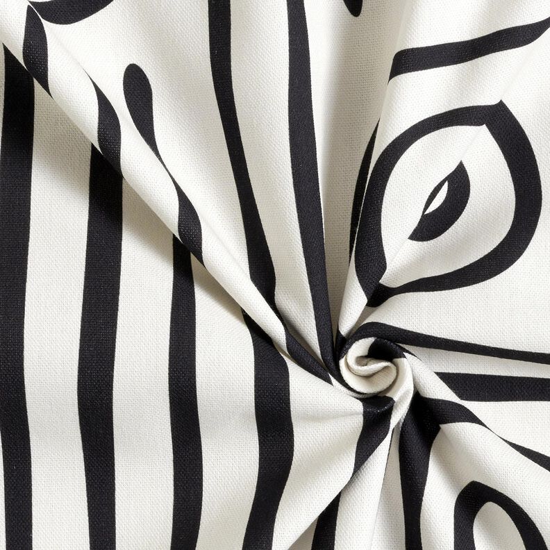 Decor Fabric Half Panama abstract striped pattern – black/ivory, image number 3