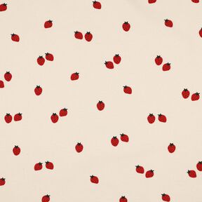 GOTS Cotton Jersey Strawberries | Poppy Fabrics – light beige/carmine, 