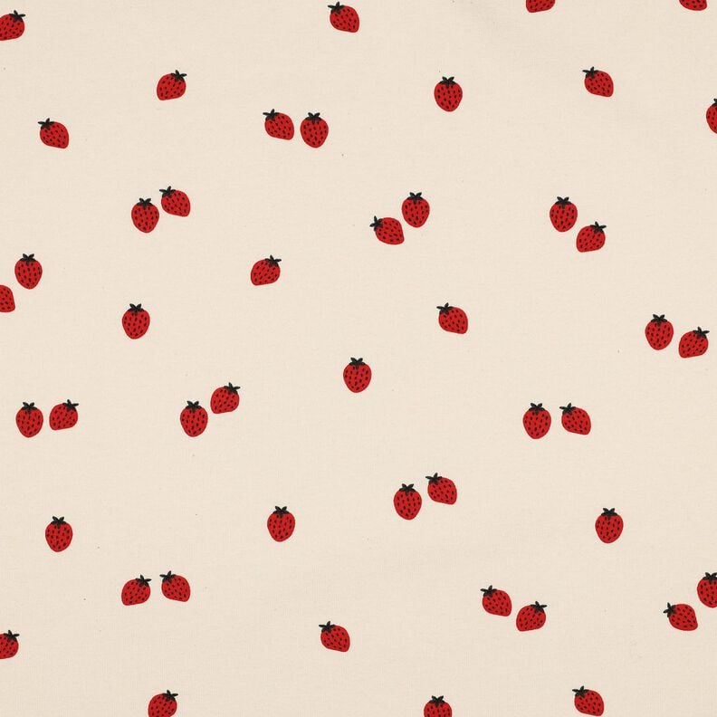 GOTS Cotton Jersey Strawberries | Poppy Fabrics – light beige/carmine, image number 1