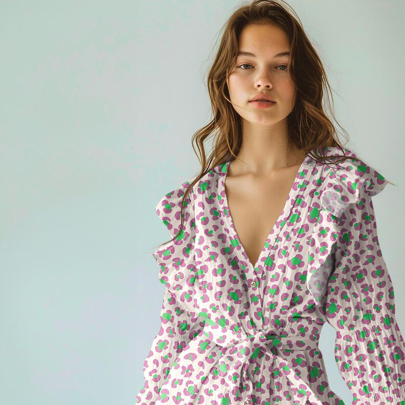 Double Gauze/Muslin colorful leopard print | Poppy Fabrics – ivory/light green,  image number 5