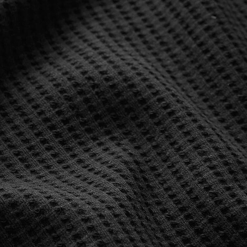Cotton waffle jersey Plain – black,  image number 2