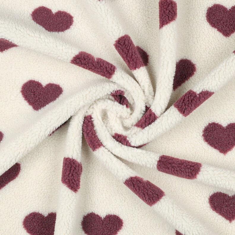 Teddy Fur Hearts | by Poppy – natural/burgundy, image number 3