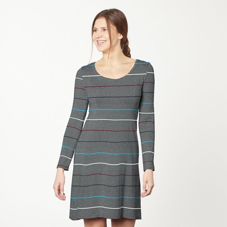 Cotton Jersey colourful stripes – slate grey,  image number 5