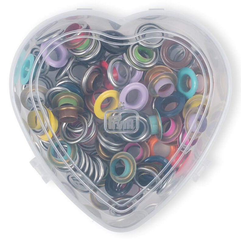 Eyelets with discs, in heart box [8 mm] | Prym – red,  image number 2