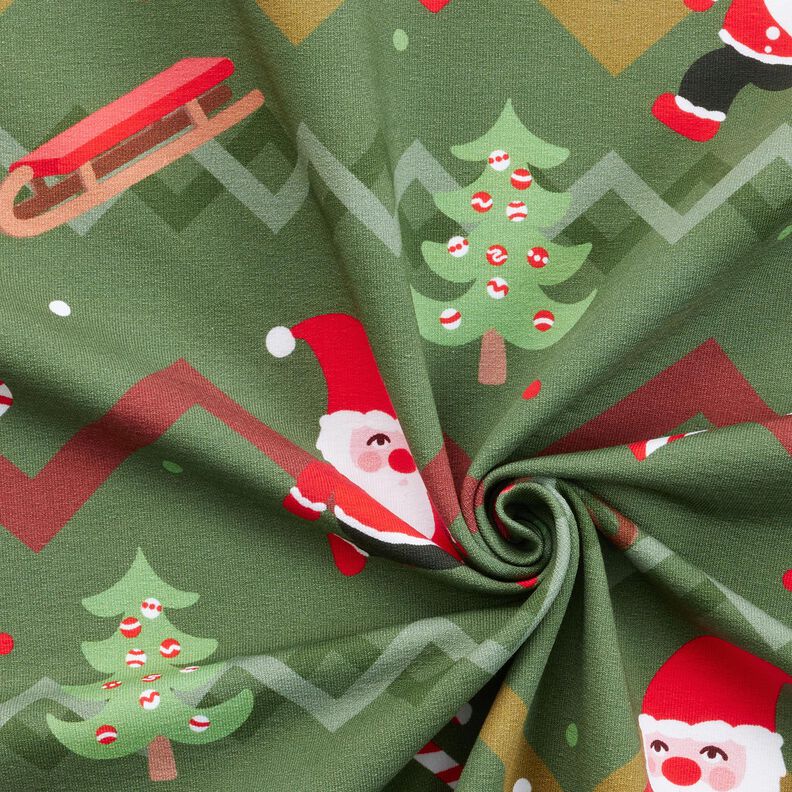 French terry Santa Claus | Glitzerpüppi – pine/fire red, image number 3