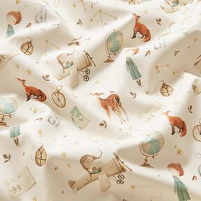 Cotton Poplin little explorer Digital Print – ivory, 