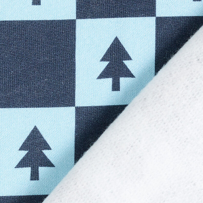 Fir Trees Soft Sweatshirt Fabric – navy blue/light blue,  image number 4