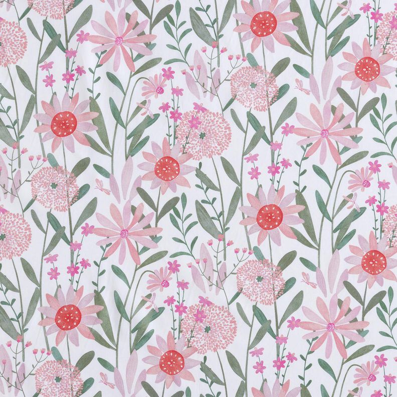 Cotton Poplin large meadow flowers Digital Print | Poppy Fabrics – white,  image number 1
