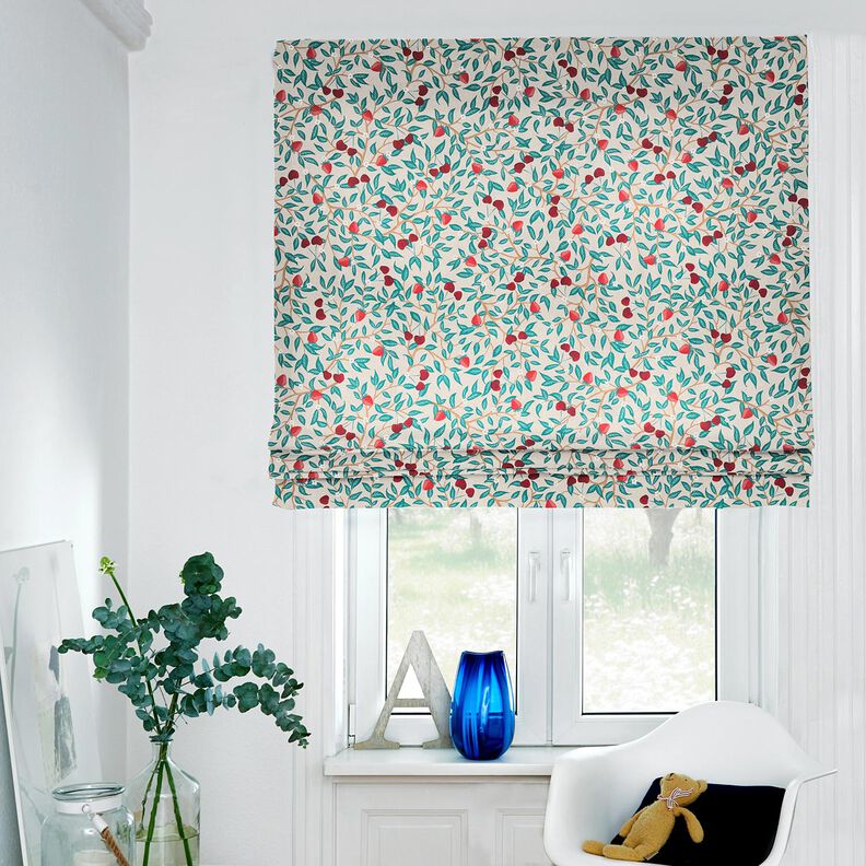 Decor Fabric Half Panama sweet fruits – natural/petrol,  image number 6
