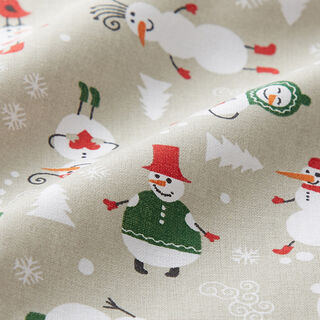 Cotton Cretonne Snowmen – light taupe/white, 