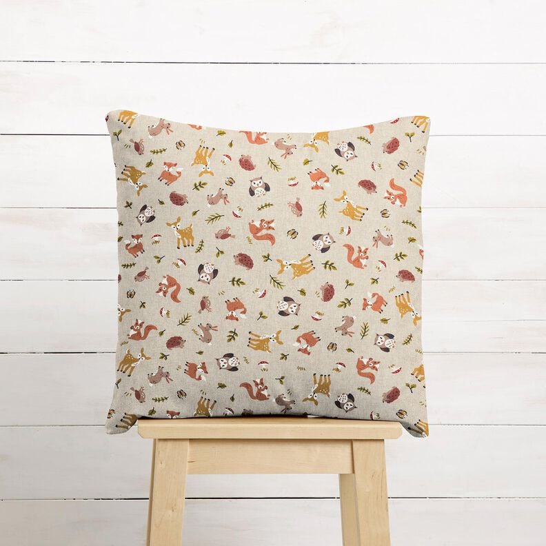 Decor Fabric Half Panama Friendly Forest Animals – natural/brown,  image number 6