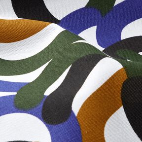Decor Fabric Half Panama retro whorls – white/dark green, 