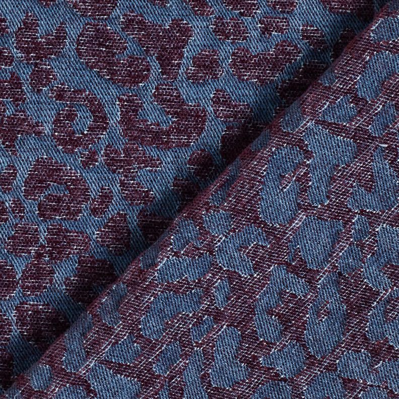 Trouser fabric denim look leopard print – aubergine/denim blue, image number 4