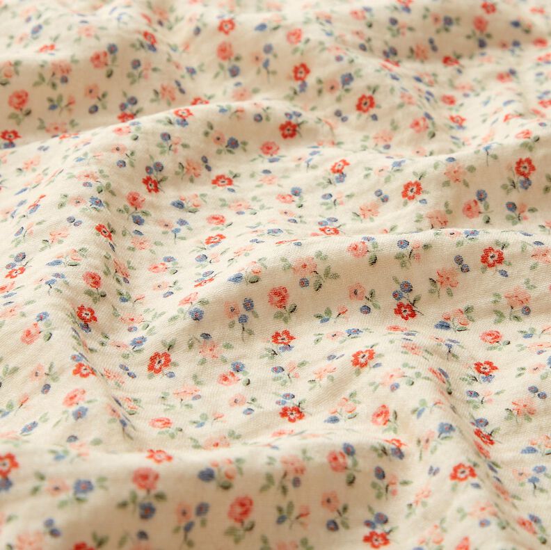 Double Gauze/Muslin romantic flowers | Poppy Fabrics – light beige,  image number 2