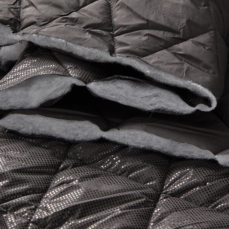 Quilted Fabric subtle sheen diamonds – black,  image number 6
