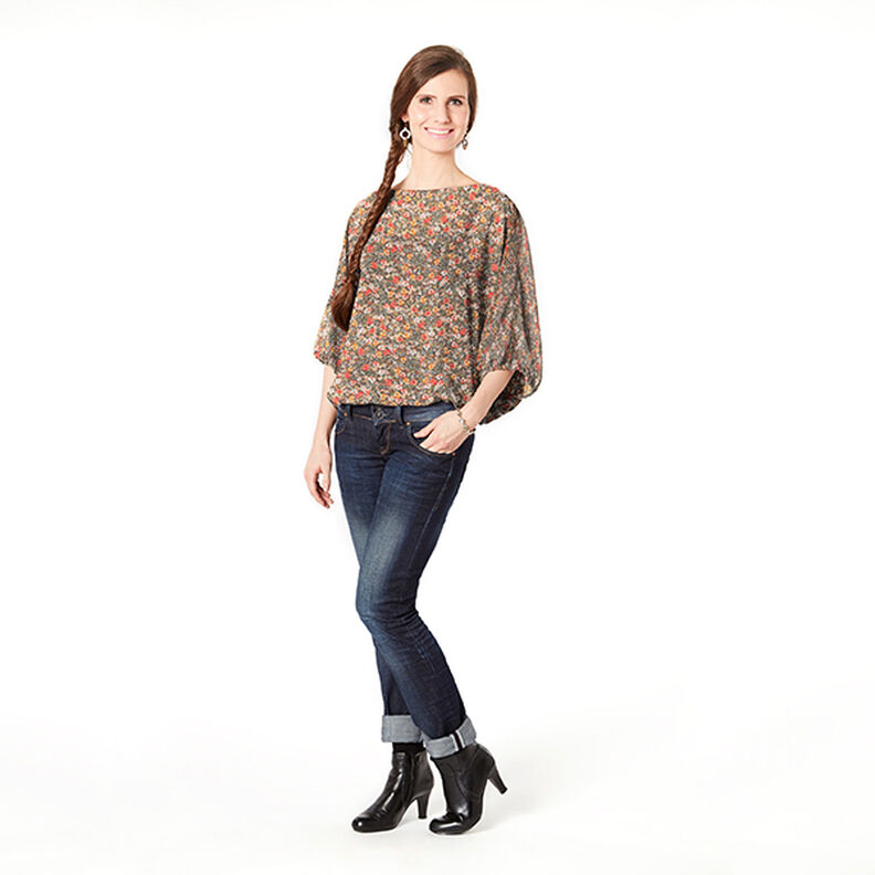 Sea of flowers crepe chiffon – black,  image number 5