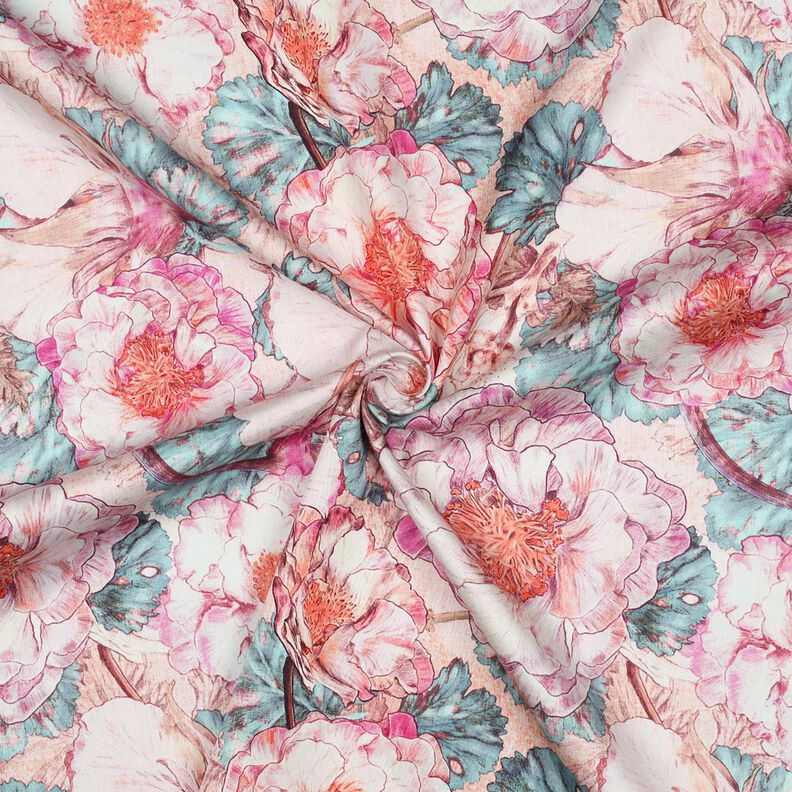 Cotton Satin Japanese Anamone | Nerida Hansen – pastel violet/aqua blue,  image number 3
