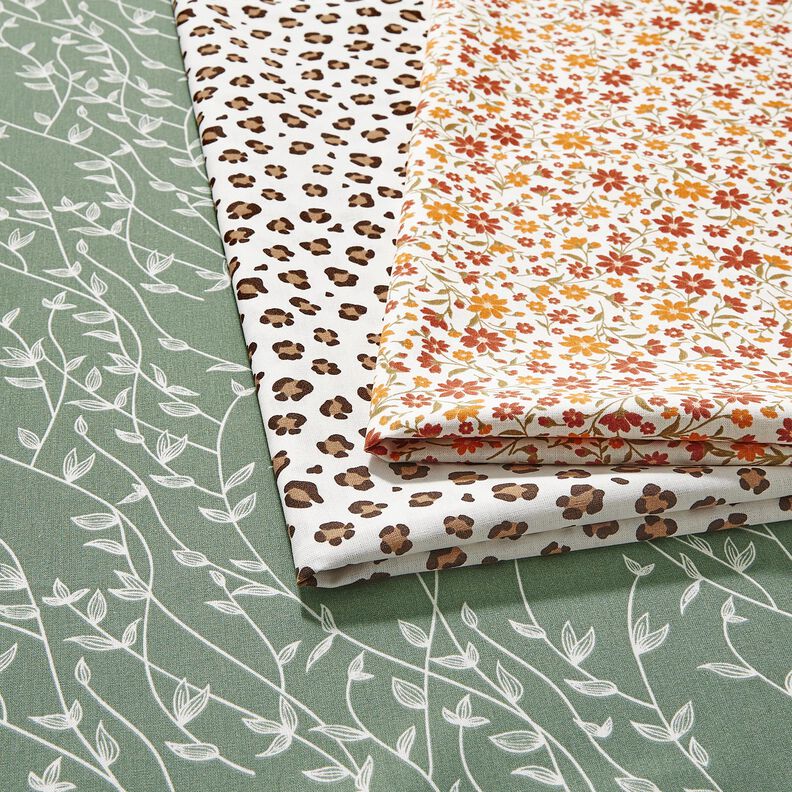 Cotton Poplin Autumn Flowers – white/burgundy, image number 5