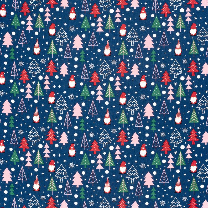 Cotton Poplin Gnomes and fir trees – blue, image number 6