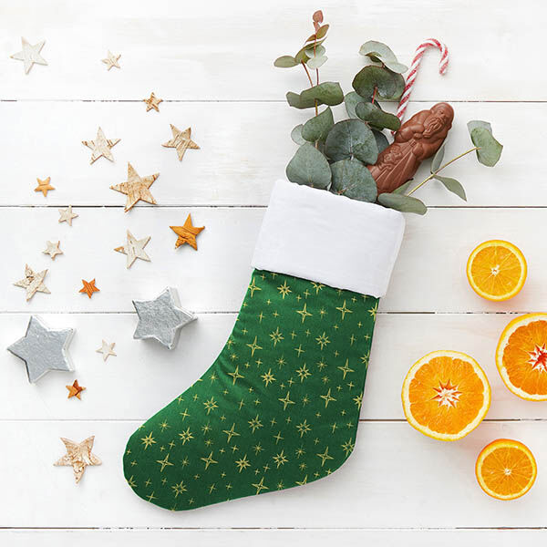 Cotton Poplin Sparkling Stars – green/gold, image number 6