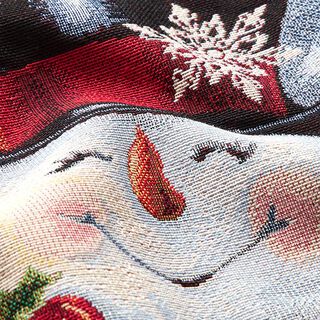 Panel Tapestry Fabric Lurex snowman – white, 