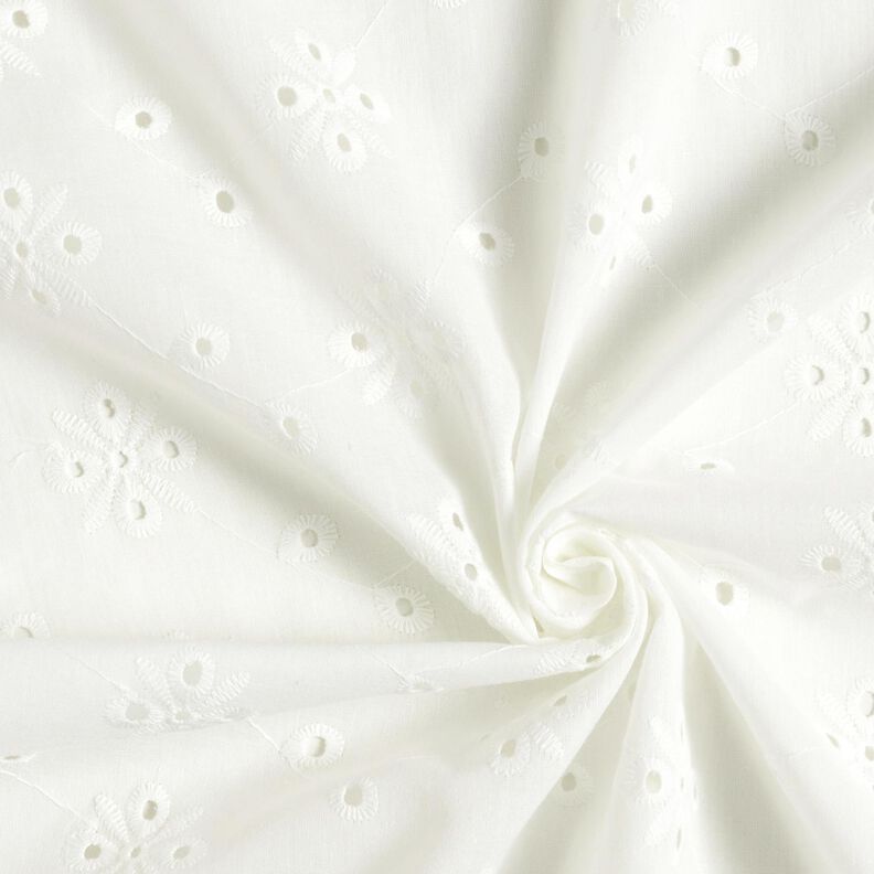 Broderie Anglaise flowers with leaves – white, image number 3