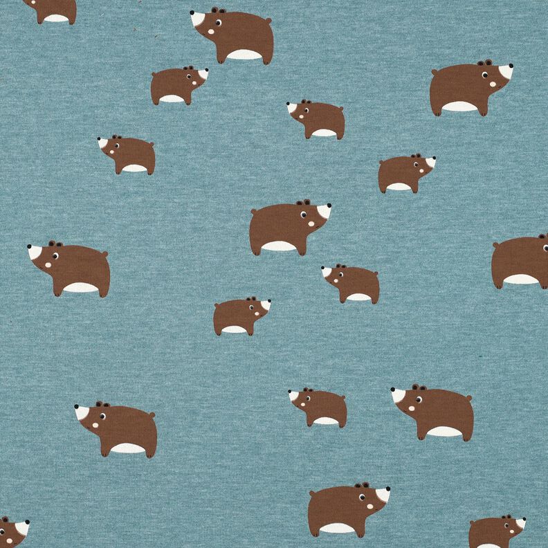 Cotton Jersey Bears | Poppy Fabrics – blue grey/chestnut,  image number 1