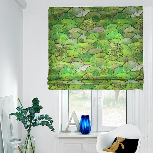 Spring Landscape Digital Print Half Panama Decor Fabric – apple green/light green,  image number 4
