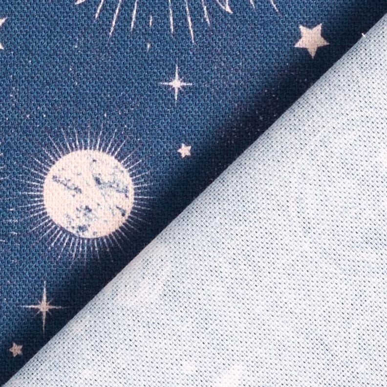 Decor Fabric Half Panama Celestial Bodies – navy blue,  image number 4