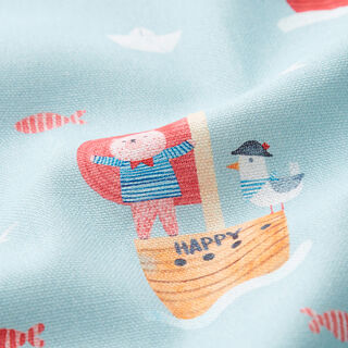 Decor Fabric Half Panama Pirate Ship – baby blue, 