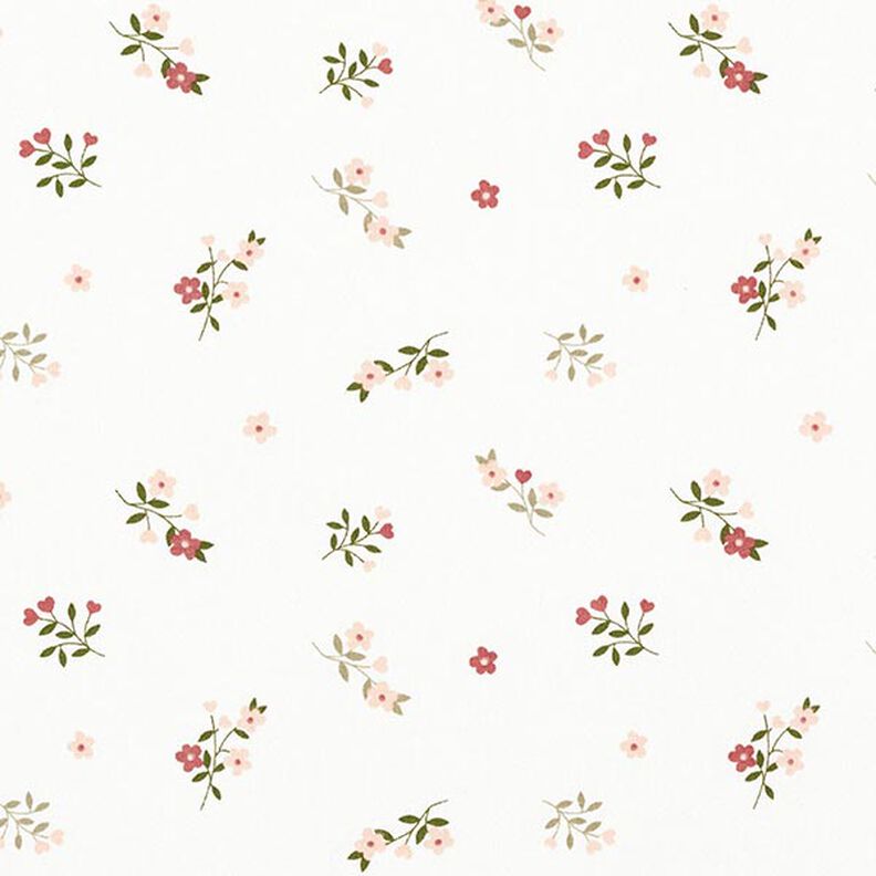 Cotton Jersey Flowers and Hearts – offwhite | Remnant 60cm,  image number 1