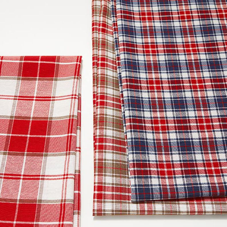 Decor Fabric Canvas colourful checks – taupe/red,  image number 5