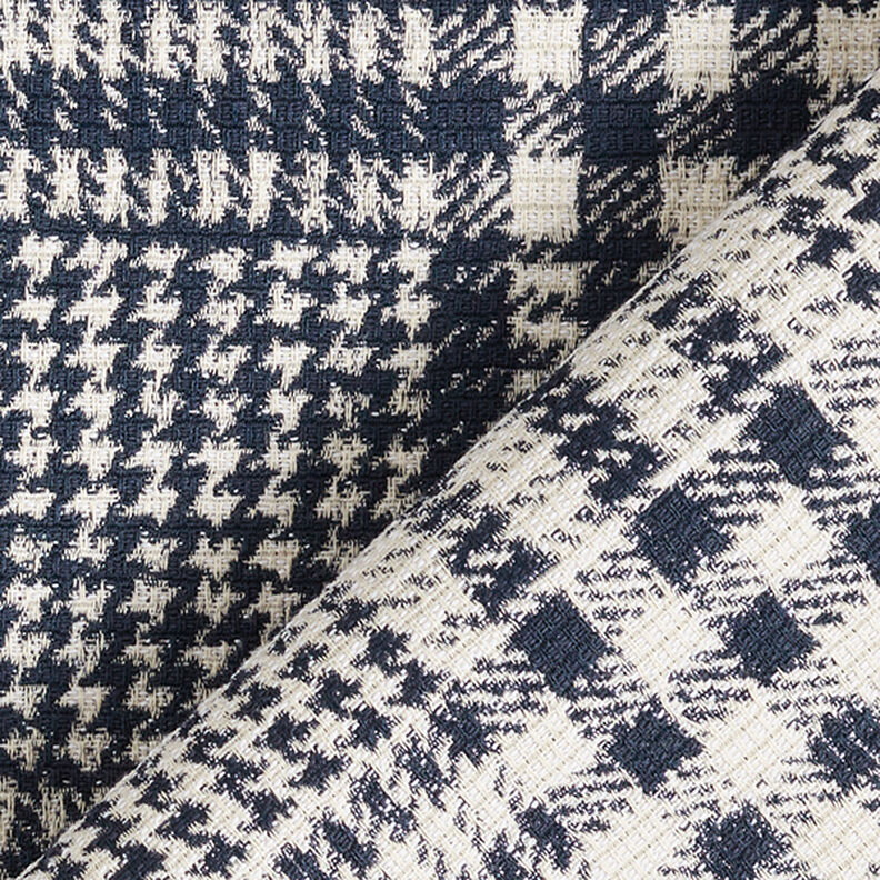 Checked Doubleface Coating Fabric – navy blue/white,  image number 4