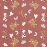 Cotton Poplin giraffes and teddies – dark dusky pink,  thumbnail number 1
