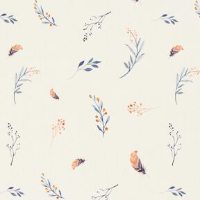 Cotton Jersey tendrils and feathers Digital Print – offwhite, 